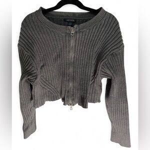 Charcoal Grey Cropped Zip-Up